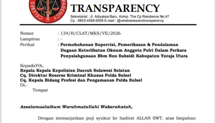 Surati Kapolda Sulsel, CLAT Desak Usut Dugaan Keterlibatan Oknum Polisi di Balik Mafia BBM Subsidi di Toraja Utara